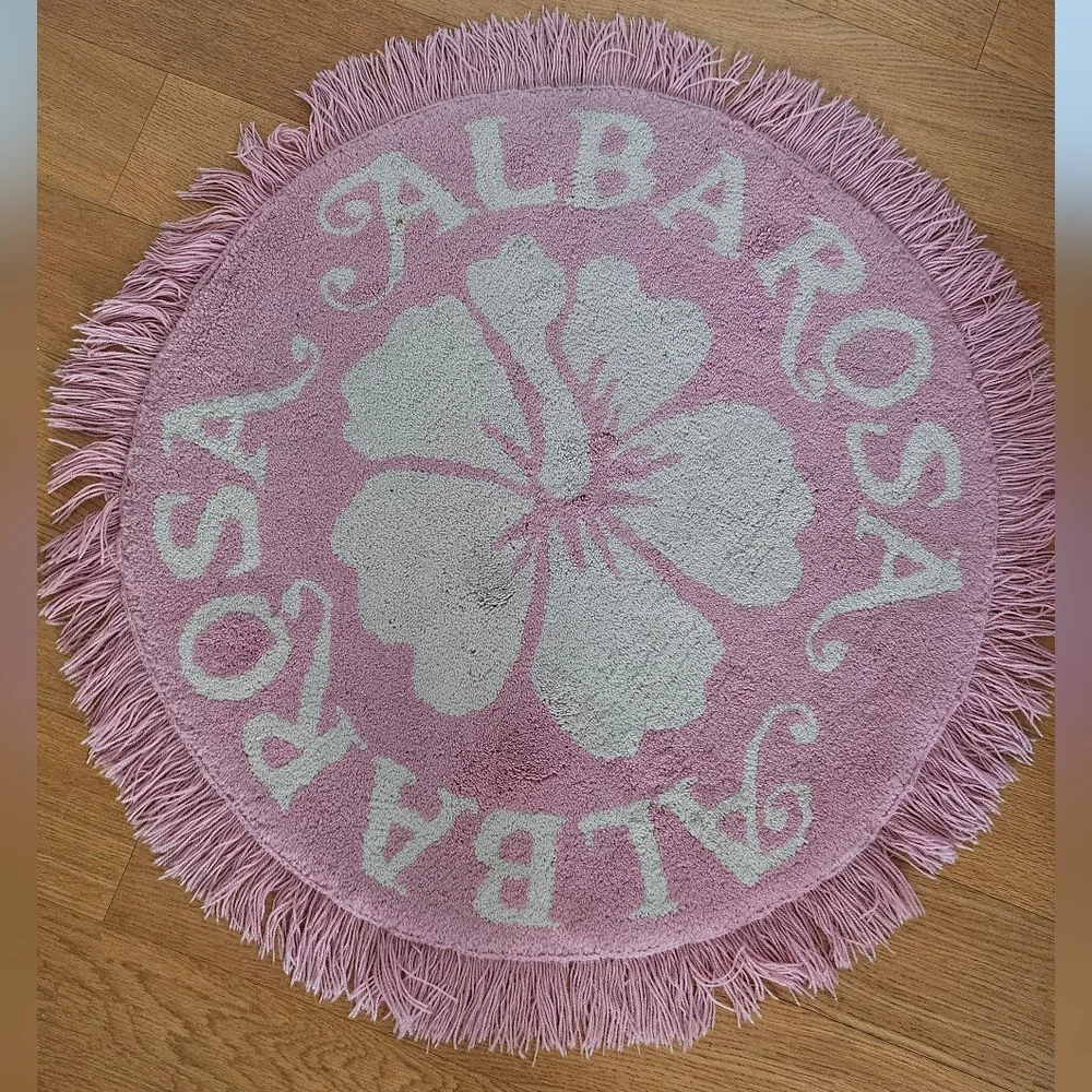 Gyaru Alba Rosa Baby Pink And White Round Mini Rug